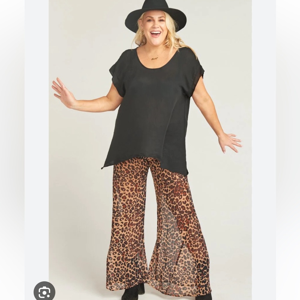 Show Me Your MuMu Roberts Party Pants Oversized Leopard Print Chiffon